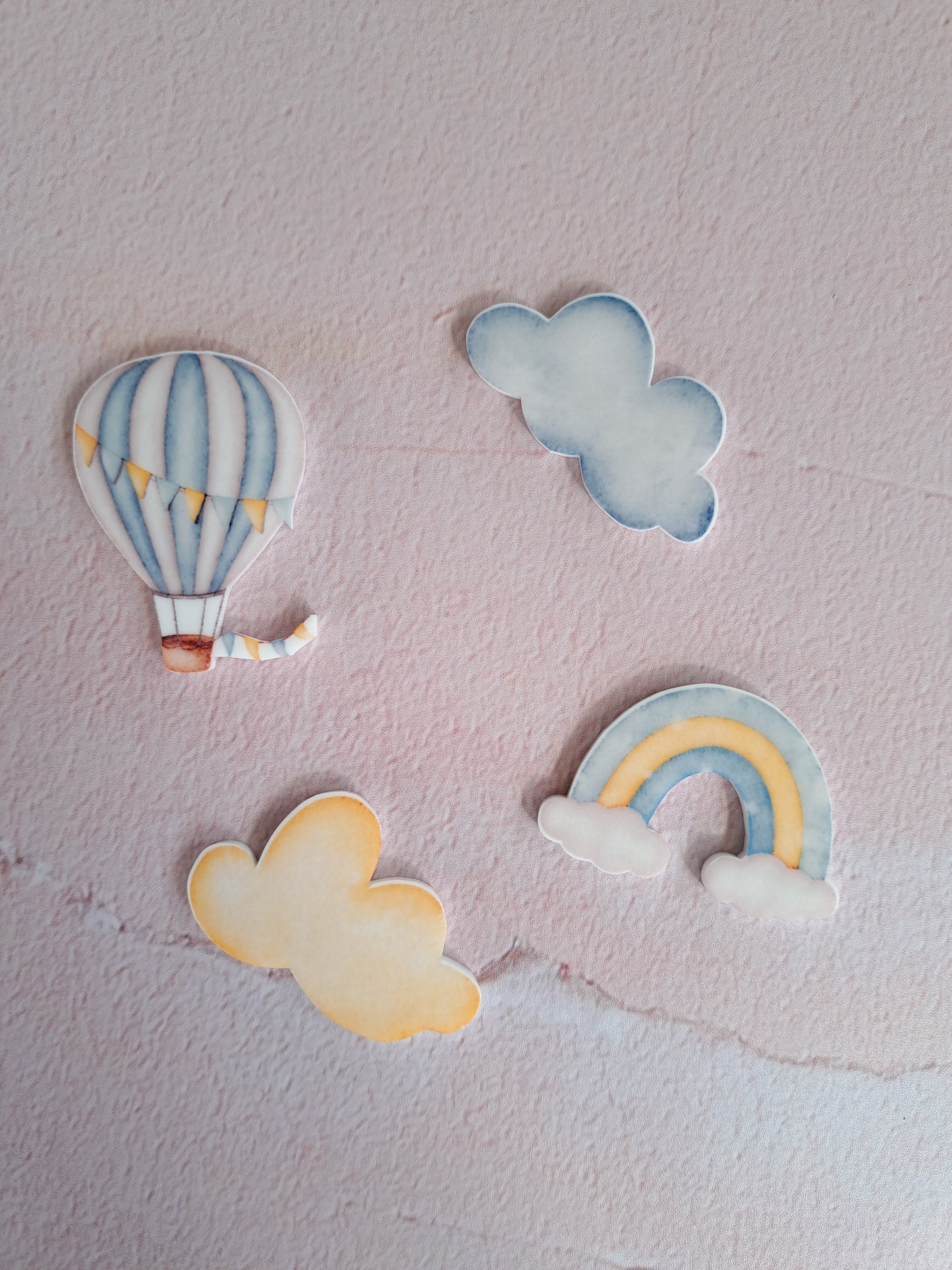 Hot Air Balloon Printed Acrylic Cake Charm Set
