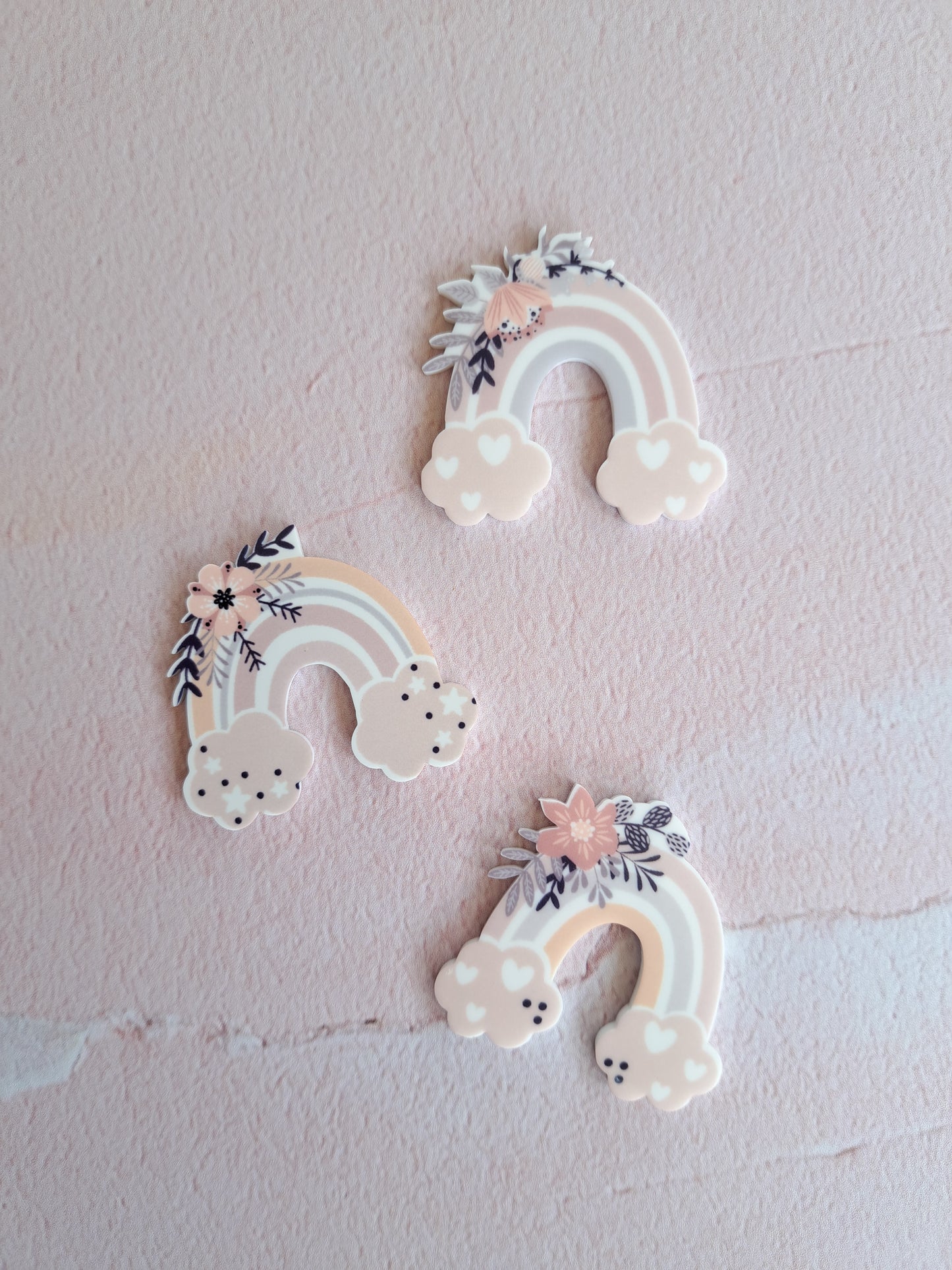 Boho Rainbow Printed Acrylic Cake Charm Set