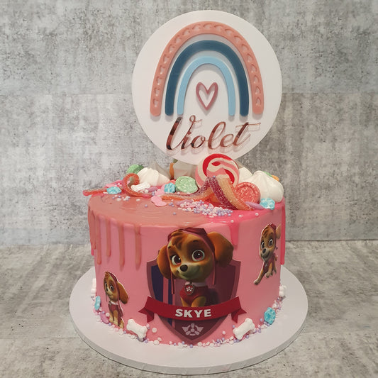 White Background Rainbow Acrylic Cake Topper