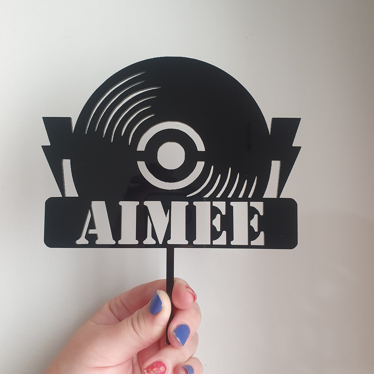 Record 'Name' Acrylic Cake Topper