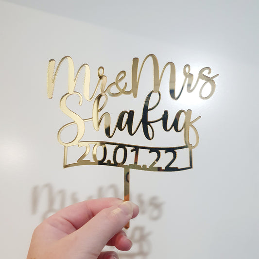 Wedding 'Date' Acrylic Cake Topper