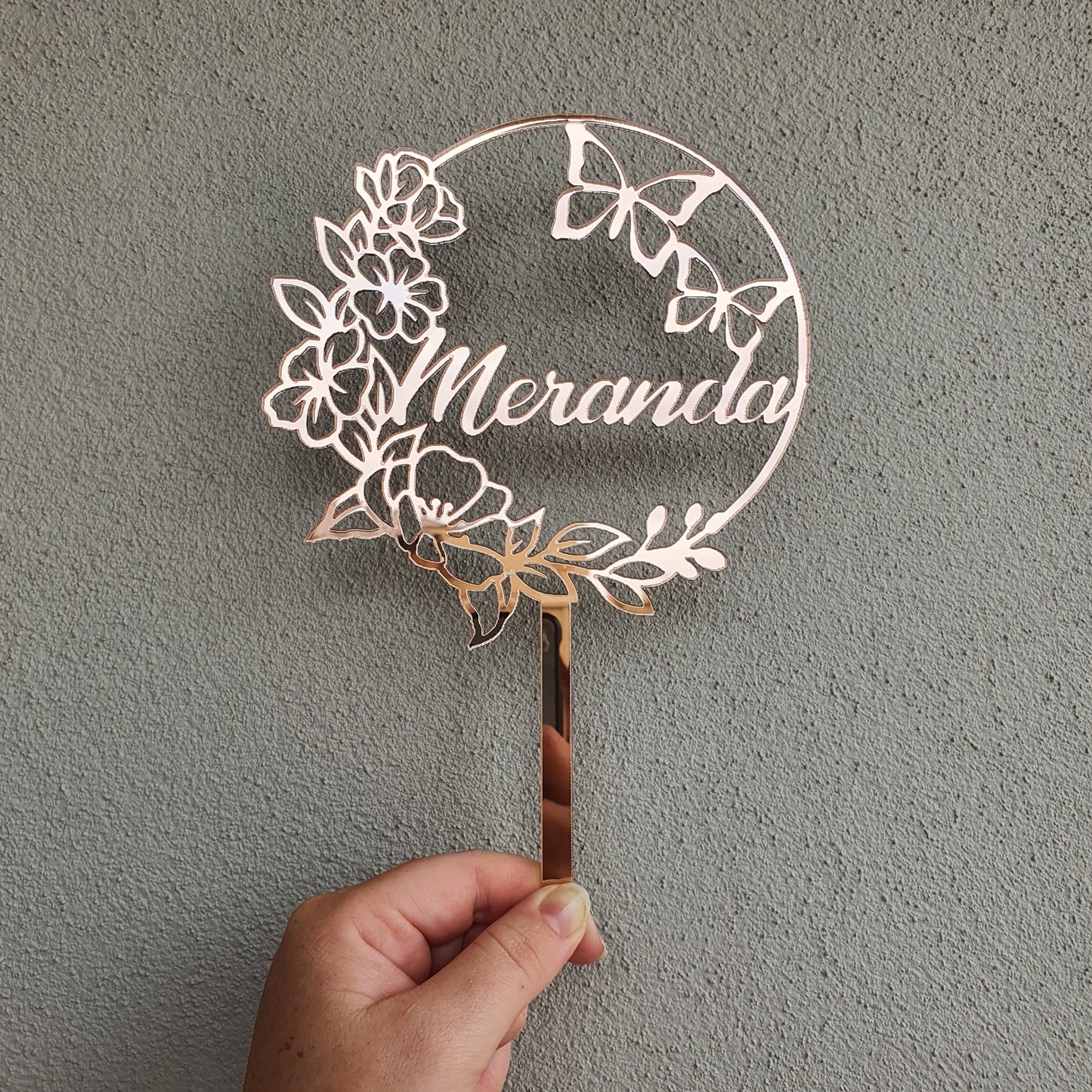 Flower/ Butterfly Wreath Acrylic Cake Topper