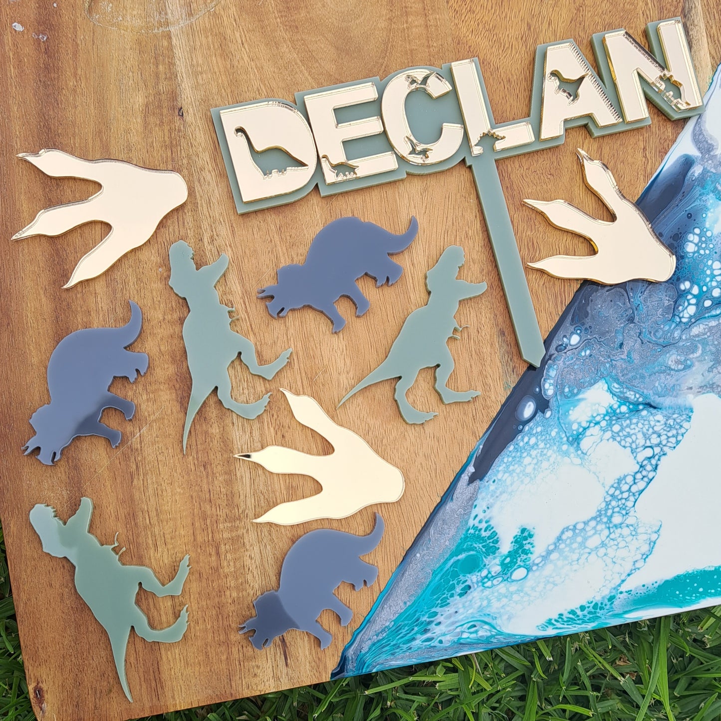 Dinosaur Acrylic Cupcake Charm