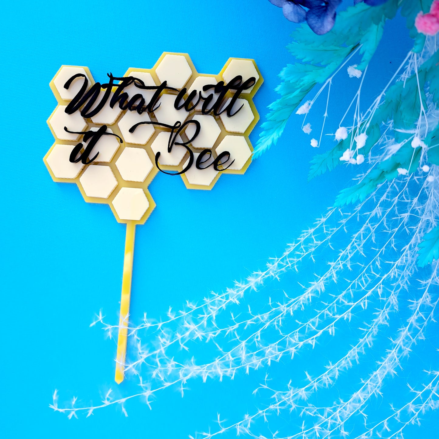 'What will it bee' Acrylic Cake Topper
