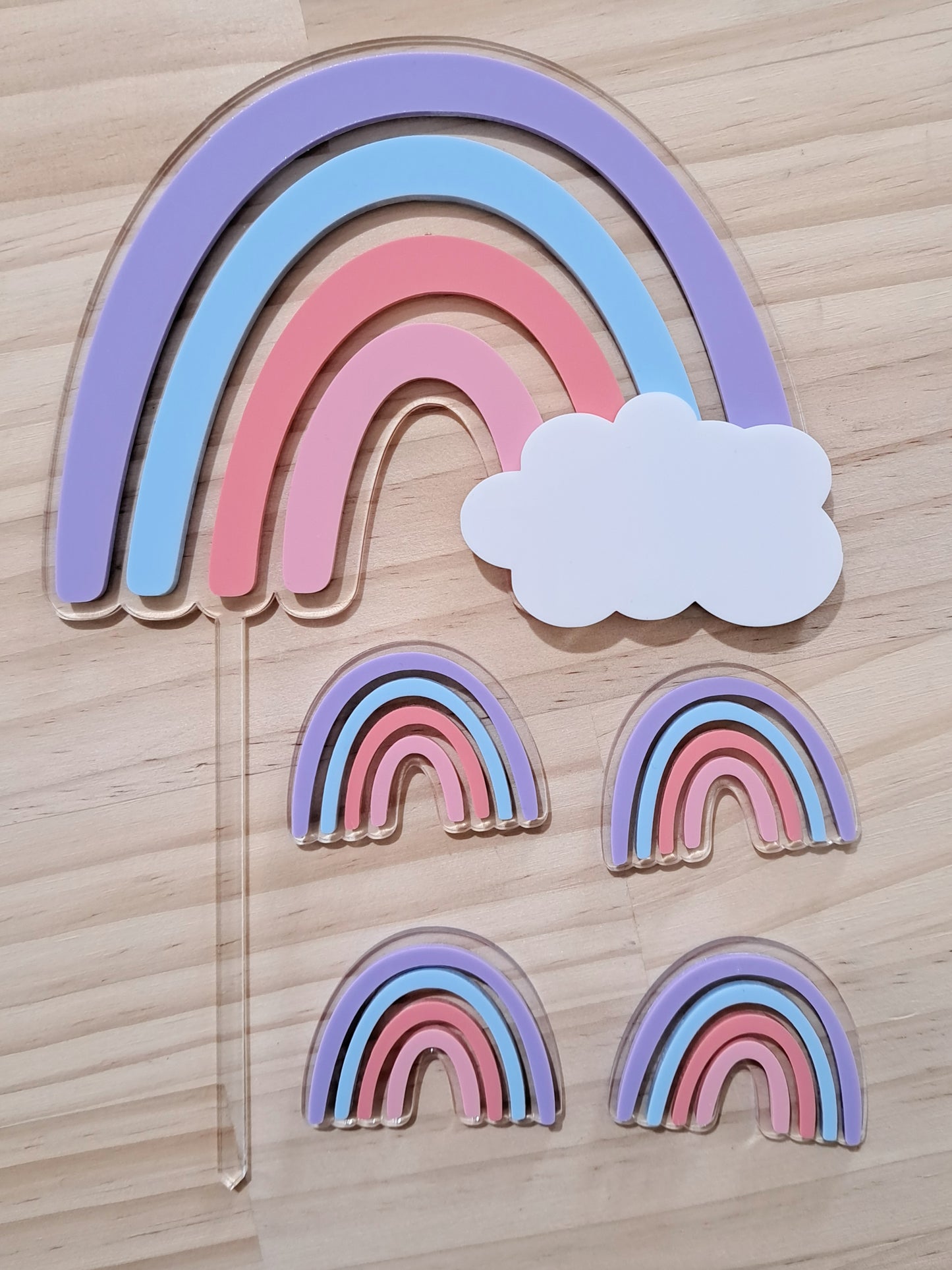 Rainbow Acrylic Cake Topper Set