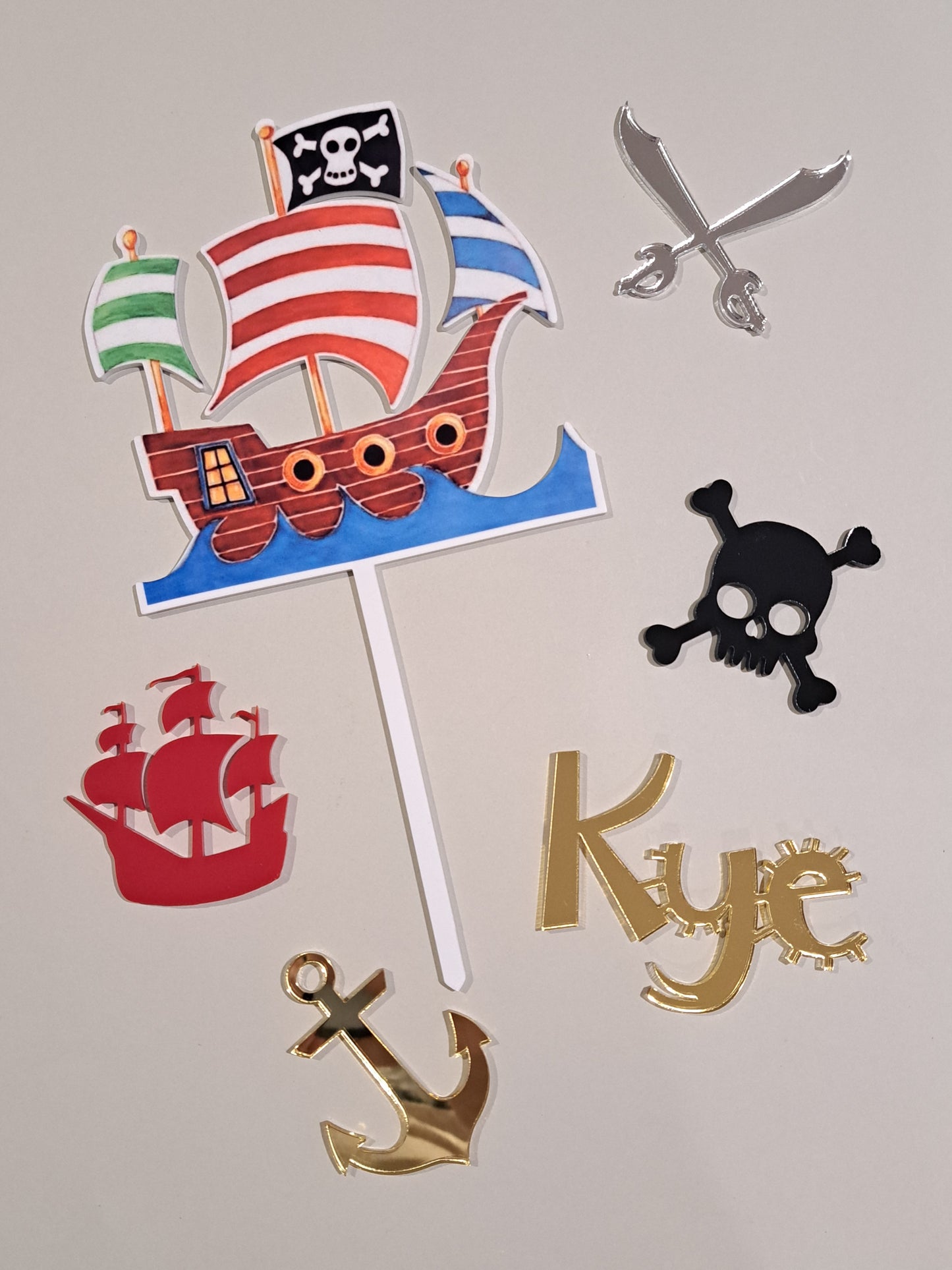 Pirate Acrylic Cake Charm Set