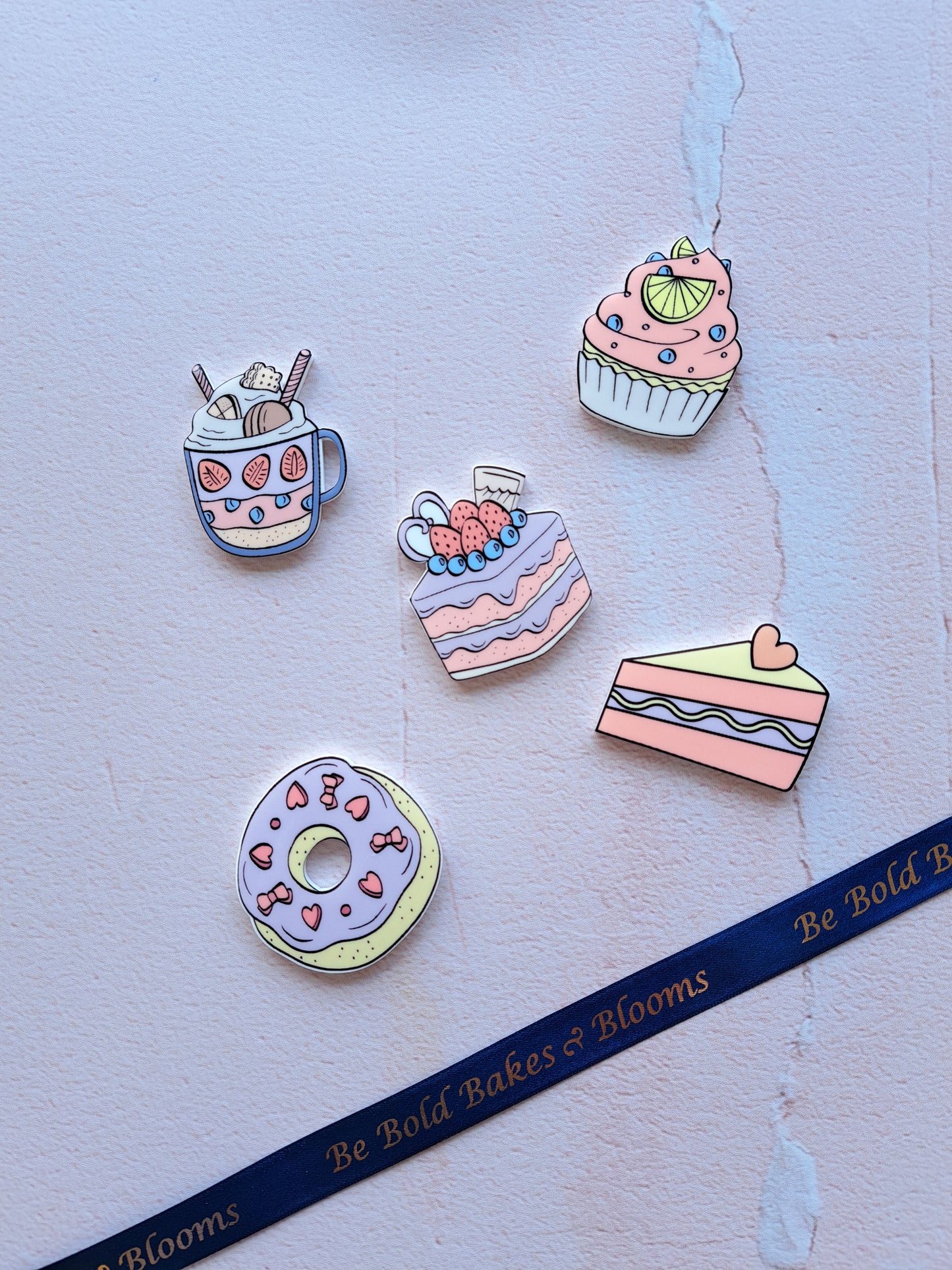 Cartoon Style Printed Acrylic Cake Charm Set