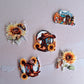 Country Sunflower Printed Acrylic Cake Charm Set