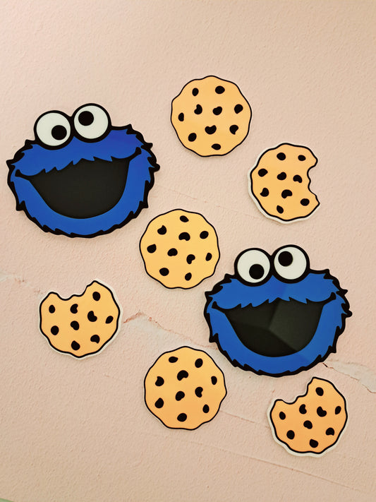 Cookie Monster Printed Acrylic Cake Charm Set