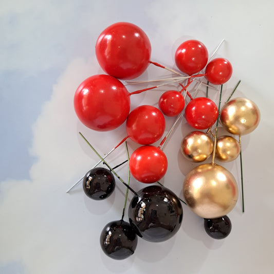 Red, Black & Gold Faux Ball Set