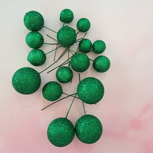 Glitter Green Faux Ball Set