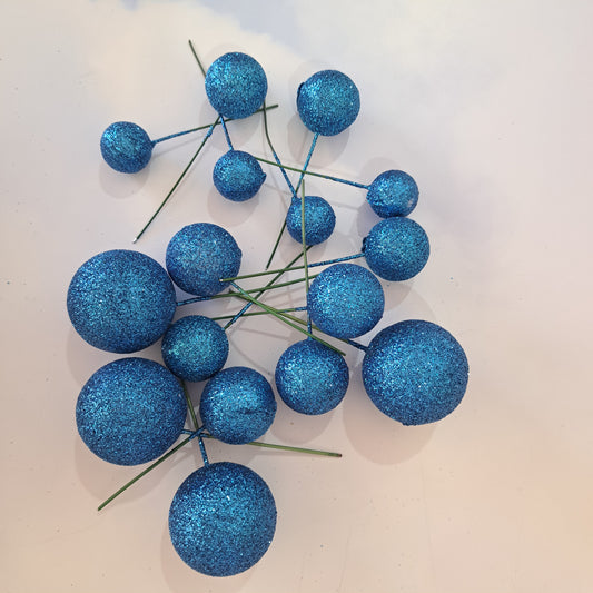 Glitter Blue Faux Ball Set