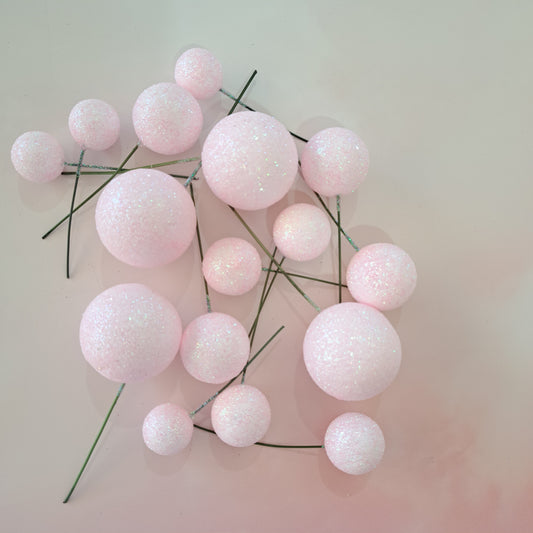 Glitter Baby Pink Faux Ball Set