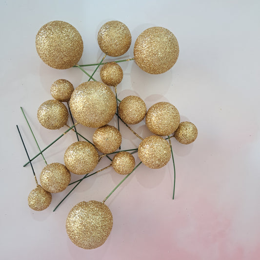 Glitter Gold Faux Ball Set