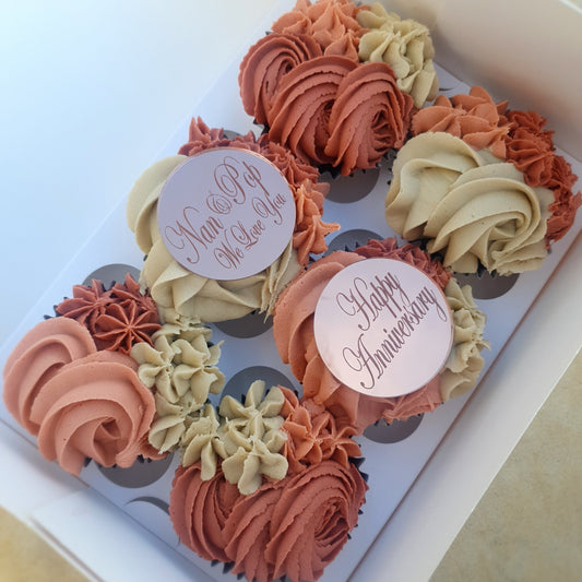 Mirror Engraved Acrylic Cupcake Disk - Choose Your Colour & Text