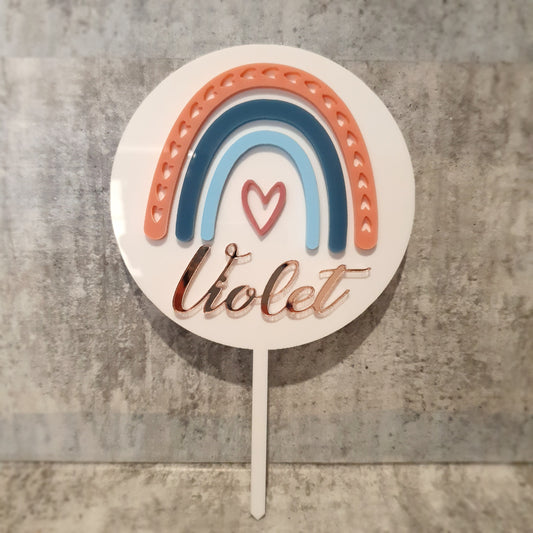 White Background Rainbow Acrylic Cake Topper
