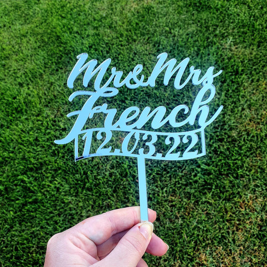 Wedding 'Date' Acrylic Cake Topper