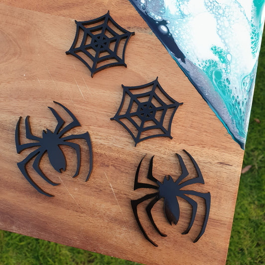 Spider, Boo & Web Acrylic Cupcake Charm