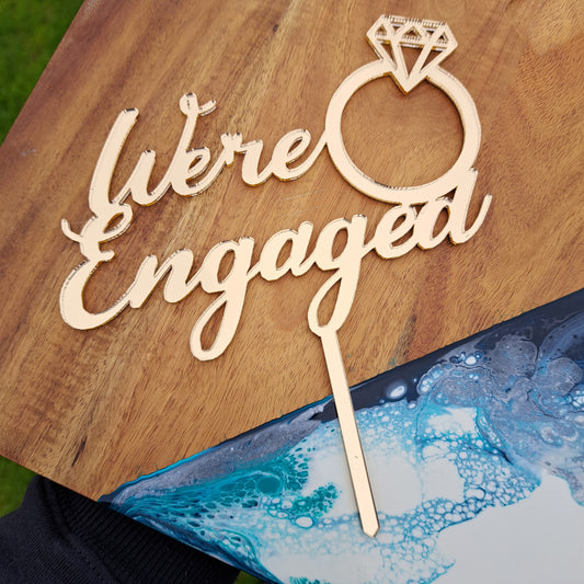 'We're Engaged' Acrylic Cake Topper