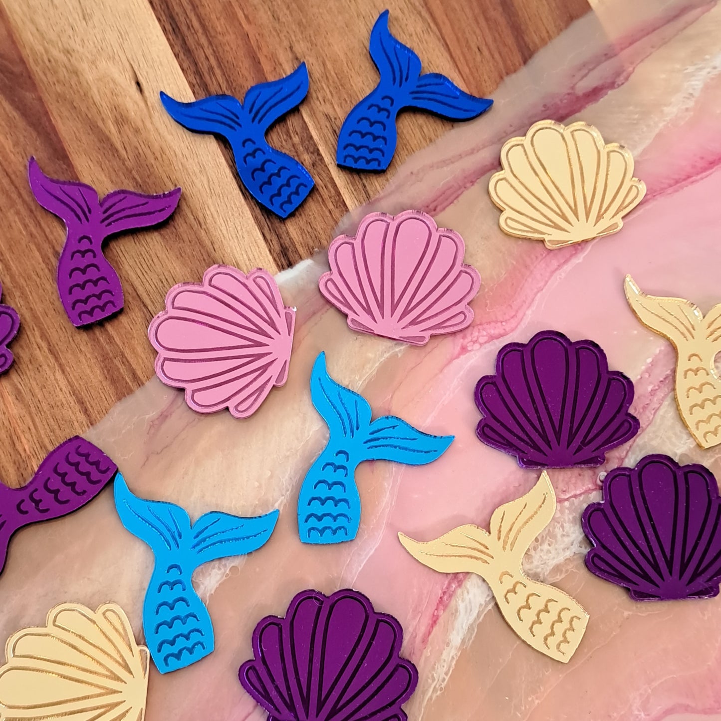 Mermaid Shell Acrylic Cupcake Charm